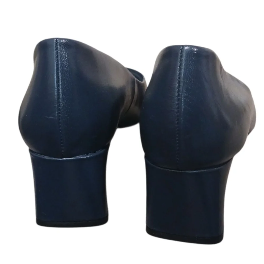 SOLD Franco Sarto Racer Pump Navy Block Heel - Picture 9 of 16